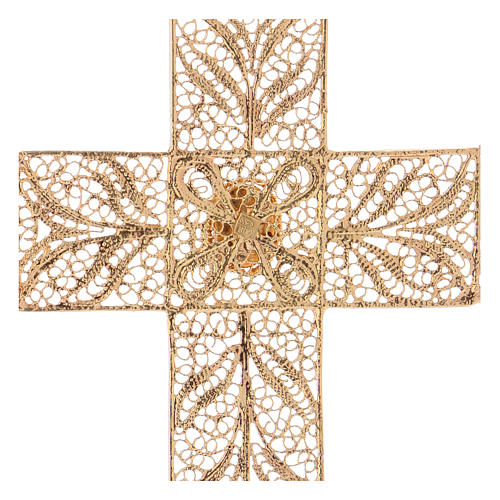Pectoral Cross, golden silver 800 filigree with Turchese 4