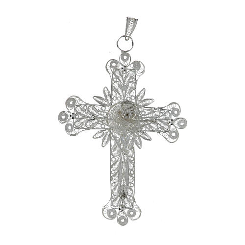 Croce vescovile Corpo di Cristo stilizzato filig. arg. 800 1