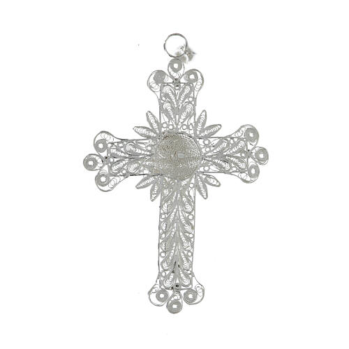 Croce vescovile Corpo di Cristo stilizzato filig. arg. 800 2