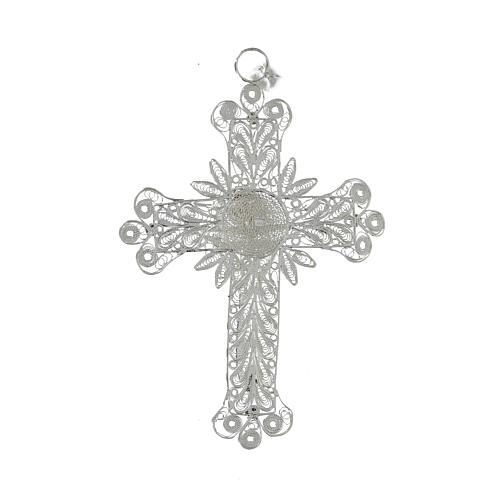Cruz bispo Corpo de Cristo estilizado filigrana prata 800 2
