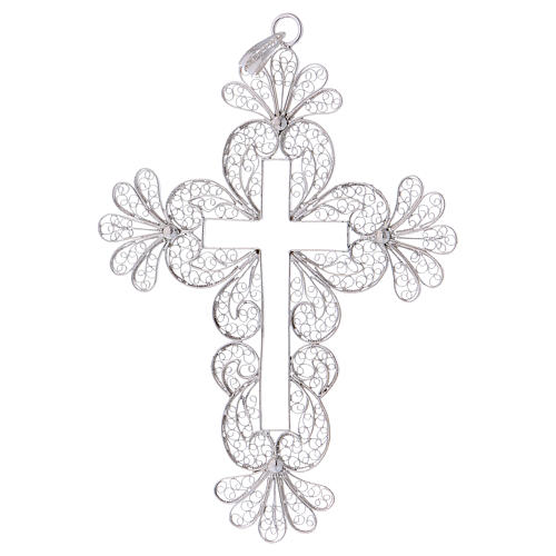 Croix épiscopale en filigrane d'argent 800 1