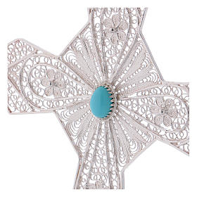 Pectoral Cross in silver 800 filigree with Turquoise stone
