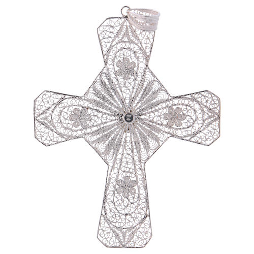 Pectoral Cross in silver 800 filigree with Turquoise stone 3