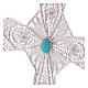 Pectoral Cross in silver 800 filigree with Turquoise stone s2