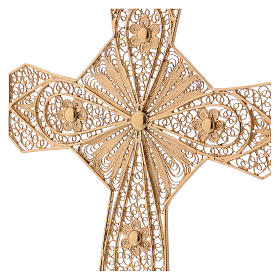 Ecclesiastical cross in gold plated silver, filigree decoration