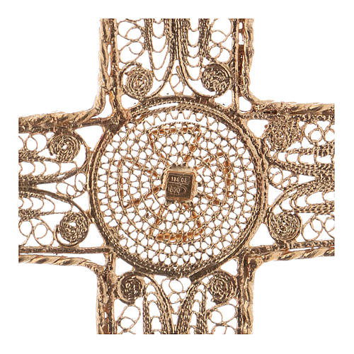Krzyż pektoralny srebro 800 złocony filigran z dekoracjam 4