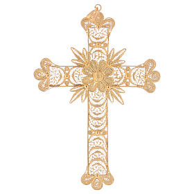 Pectoral Cross in golden silver filigree with rays decoration