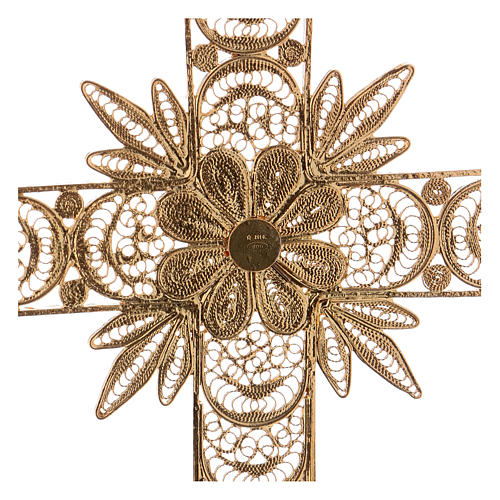 Krzyż pektoralny srebro 800 złocony filigran z promieniam 4