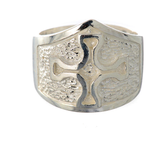 Bishop's ring in 925 silver with silver cross 5