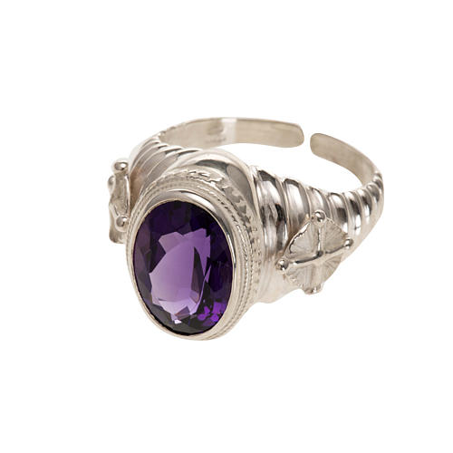 Bishop's ring made of 925 silver with amethyst 1