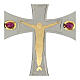 Pectoral cross in sterling silver, 18Kt gold, rubies s2