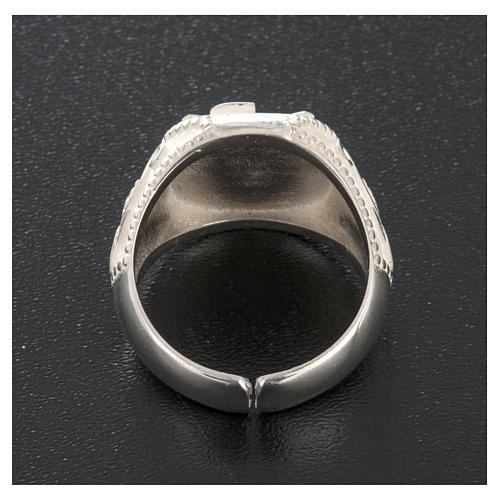 Bishop's ring, adjustable in sterling silver, "Chi-rho, Alpha Om 6