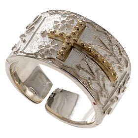 Articoli vescovili: Anello vescovile argento 925 croce dorata