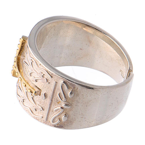Anello vescovile argento 925 croce dorata 3