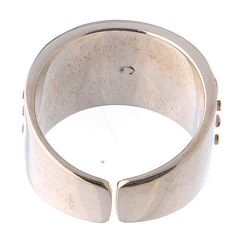 Anello vescovile argento 925 croce dorata 5