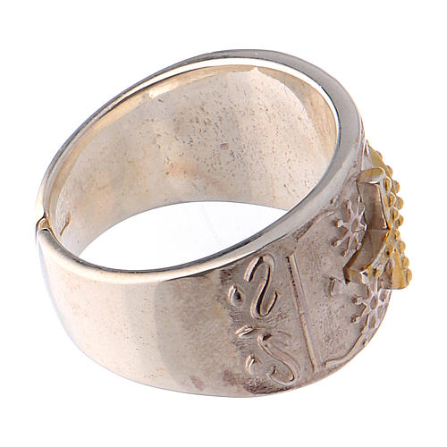 Bishop's ring in sterling silver with golden cross 4