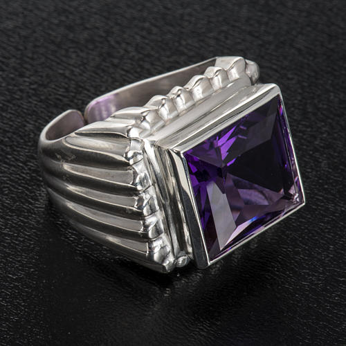 Bishop's ring silver coloured, in 925 silver with amethyst 4