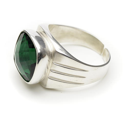 Bishop's ring in 925 silver with green quartz 2
