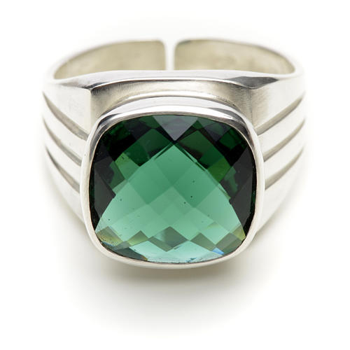 Bishop's ring in 925 silver with green quartz 3