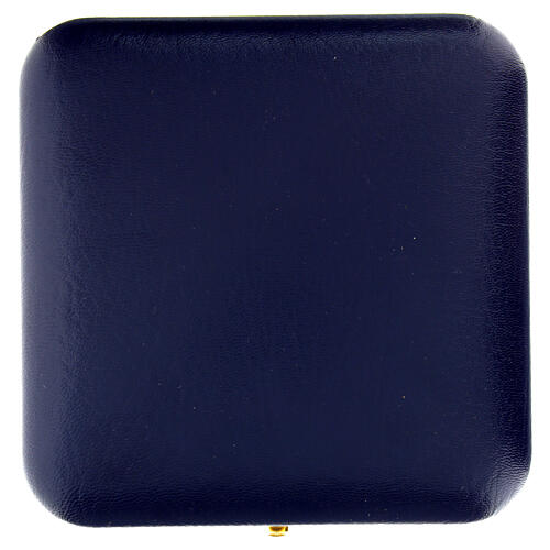 Croce pettorale in rame argentato cesellato pietra blu 5