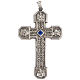 Pectoral cross in chiselled silver copper with blue stone s1