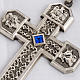 Pectoral cross in chiselled silver copper with blue stone s2