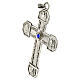 Pectoral cross in chiselled silver copper with blue stone s2