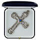 Pectoral cross in chiselled silver copper with blue stone s3