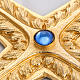 Pectoral cross in chiselled gold-plated copper with blue stone s3