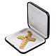 Pectoral cross in chiselled gold-plated copper with blue stone s5