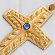 Croce pettorale rame dorato cesellato pietra blu s2