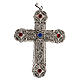 Croix pectorale style baroque cuivre argenté et pierres s1