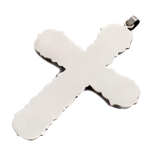Croce pettorale stile barocco rame argentato cesellato pietre 5