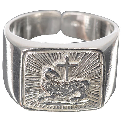 Bishop's ring in 925 silver, polished, with lamb 1