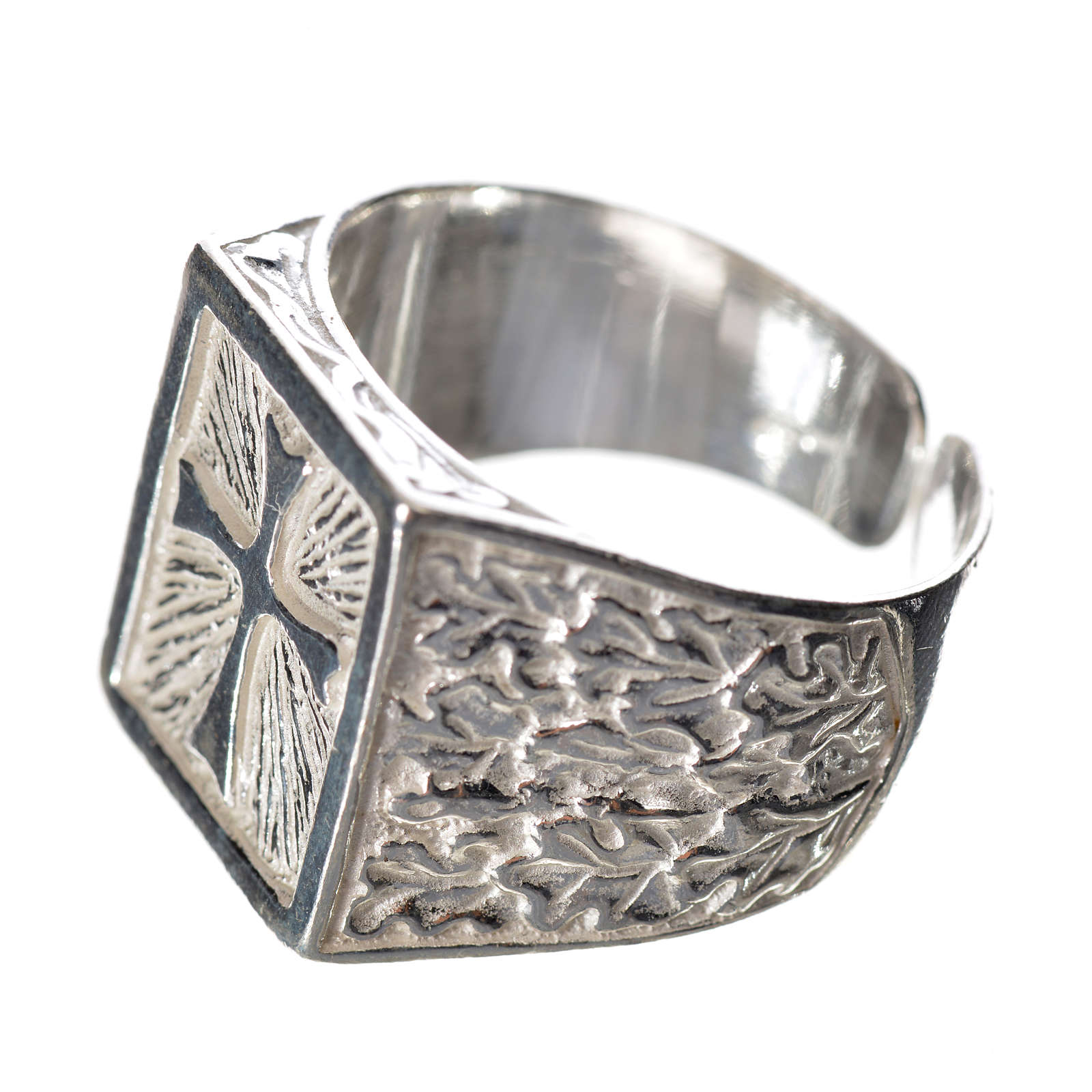 Bishop's ring in 800 silver with cross | online sales on HOLYART.co.uk