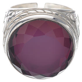 Bishop's ring in sterling silver with amethyst strass