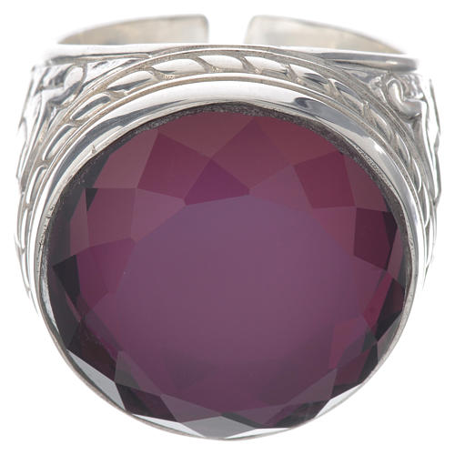 Bishop's ring in sterling silver with amethyst strass 1