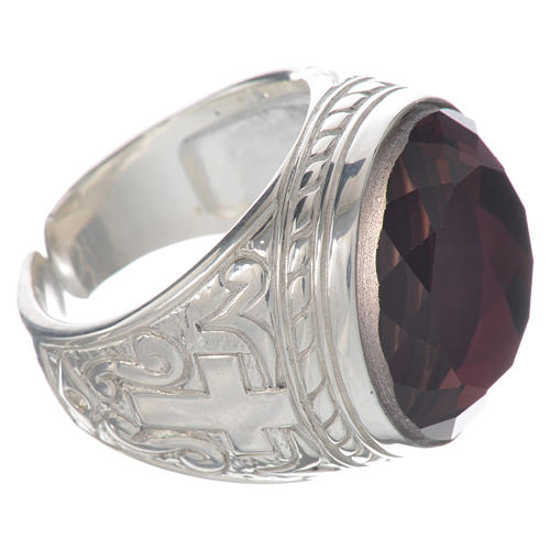 Bishop's ring in sterling silver with amethyst strass 4