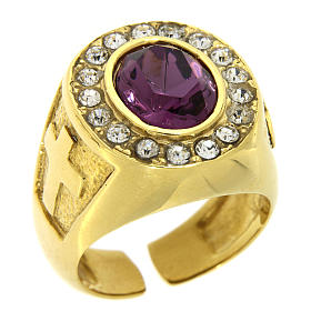 Attributs épiscopaux: Anneau pastoral argent 925 Swarovski et cristaux Attributs épiscopaux: Anneau pastoral argent 925 Swarovski et cristaux