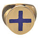 Anneau pastoral argent 925 doré croix émail bleu s1