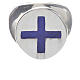 Pierścień pastoralny srebro 925 krzyż niebieska emalia s1