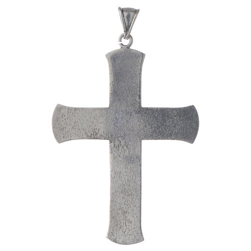 Pectoral cross in silver with green stone, vine branch 2