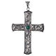Pectoral cross in silver with green stone, vine branch s1