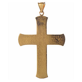 Pectoral cross in gold-plated sterling silver with green vine branch