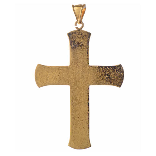 Pectoral cross in gold-plated sterling silver with green vine branch 2