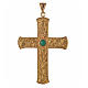 Pectoral cross in gold-plated sterling silver with green vine branch s1