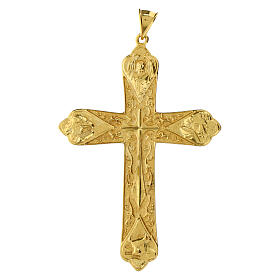 Pectoral cross in gold-plated sterling silver with 4 evangelists