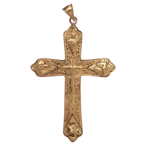 Cruz bispo prata 925 dourada 4 evangelistas 1