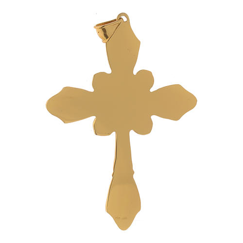 Pectoral cross in gold-plated sterling silver red strass 3