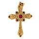 Pectoral cross in gold-plated sterling silver red strass s2